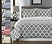 Royal Hotel Bedding Gray and White Meridian 3- Piece Full/Queen Comforter Cover (Duvet-Cover-Set) 100% Cotton