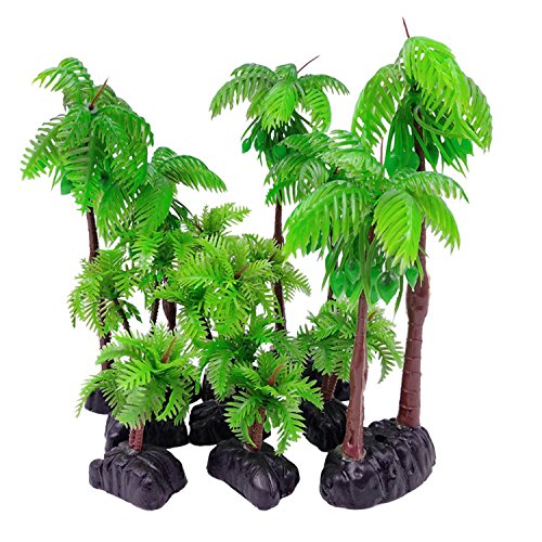 M2cbridge 9pcs Plastic Coconut Tree Aquarium Plants Ornament Mini Resin Artificial Palm Tree - Thumbnail 2
