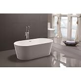 Vanity Art 67" x 32" Acrylic Freestanding Bathtub | Modern Stand Alone Soaking Tub with Overflow and Pop-up Drain, UPC Certified VA6815-L