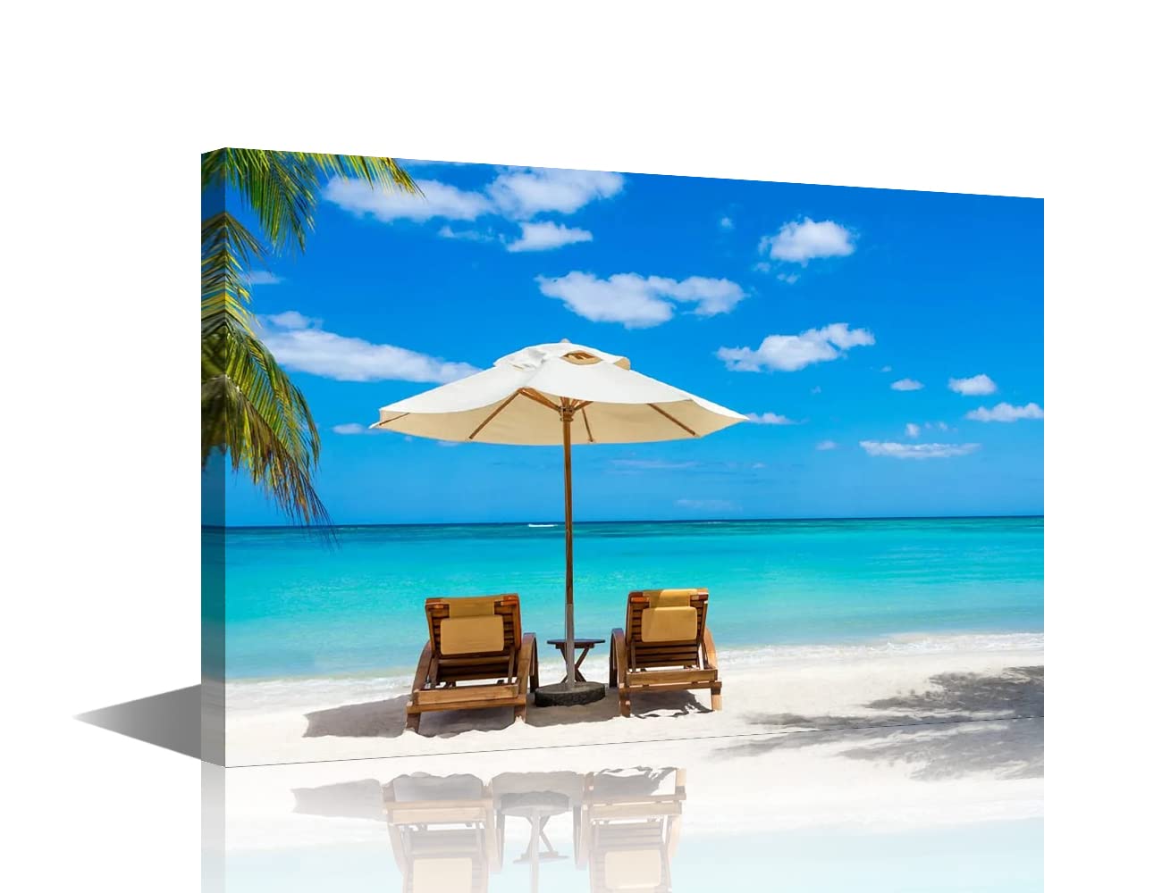 TISHIRON Canvas Wall Art for Living Room Hoilday Seaside Landscape for Weddings Honeymoon Home Decor Stretched and Framed Ready to Hang for Living Room Bedroom Bathroom Decor 16X24in (40x60cm)