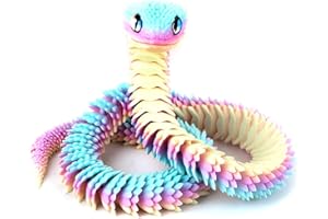 Memogizz 20 inch 3D Printed Snake, Year of The Snake 2025, Executive Desk Toys, Articulated Snake, Fidget Toys Gifts for Easter Adults (Rainbow)