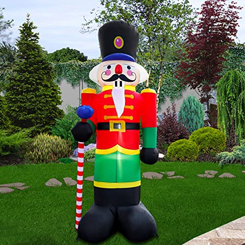 8 FT Christmas Inflatable Nutcracker Decoration with LED Lights, Outdoor Inflatable Yard Decorations for Patio Lawn Garden Family Party Indoor Outdoor