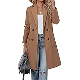 CHICZONE Women's Notch Lapel Double Breasted Mid Long Pea Coat Wool Blend Overcoat Winter Outwear