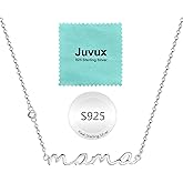 Juvux Mama Necklace for Women Mom Jewelry-S925 Sterling Silver Heart Zircon Birthstone Adjustable Trendy Dainty Pendant for Wife Grandmother Birthday Mother's Day Anniversary Christmas