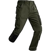 Men's Fleece Lined Hiking Cargo Pants,Winter Insulated Work Pants Mens Tactical Warming Trousers Snow Ski Safari(No Belt)