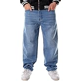 Ruiatoo Men's Classic Baggy Jeans Daily Loose Denim Jeans Hip Hop Dance Jogging Long Casual Pants
