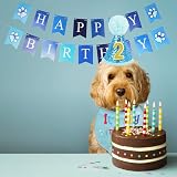 WOVTE Dog Birthday Set Hat Bandana Bow Tie Banner Blue Flags Birthday view 5