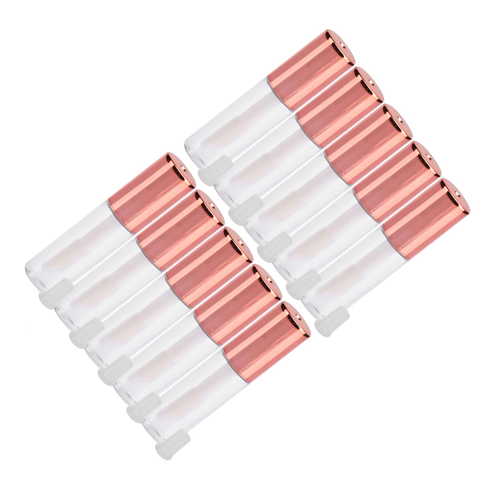 TMISHION Lip Gloss Tube, 10 Pcs 1.2Ml DIY Mini Plastic Lip Gloss Tubes with Wand, Rose Gold, Empty Lip Gloss Tube with Stopper