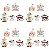 Sailanzi Sports Ball Connector Charms Set, Basketball Volleyball Soccer Baseball Softball Themed, Double Loop Design