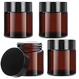 4 Pack 120ml/4oz Amber Glass Cream Jar Refillable