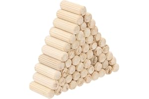 PATIKIL 5/16" x 1"(8 x 25mm) Wood Dowel Pins, 60 Pack Fluted Wooden Dowel Pin Straight Groove Rods for Furniture Door Art Cra