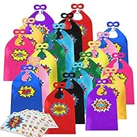 ADJOY Kids Superhero Capes and Masks 20 Sets Pack with Large Stickers - Superhero Themed Birthday Party Capes
