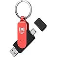 MOSDART 128GB USB3.1 Fast Speed C and A Dual Flash Drive, exFAT Memory Stick with Keychain and LED Indicator, for iPhone 15 and 16, Android Phone, iPad, MacBook, and Other Laptops, Red