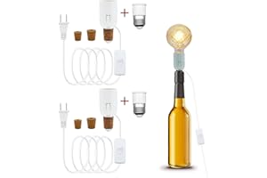 FEYAIM 2 Pack Bottle Lamp Kits, DIY Lamp Fittings Kit for Table Lamp with E26/E27 to B22 Converter, 240cm Wine Bottle Table Lamp, 3 Sizes of Corks, No Drilling (No Bulb)