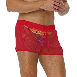 FIROTTII Mens Mesh Shorts Sexy Boxers See Through