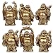 BRABUD 6pcs Resin Statue Laughing Buddha Statue Lucky Happy Buddha Figurines Feng Shui Decoration (2.5'' Gold)