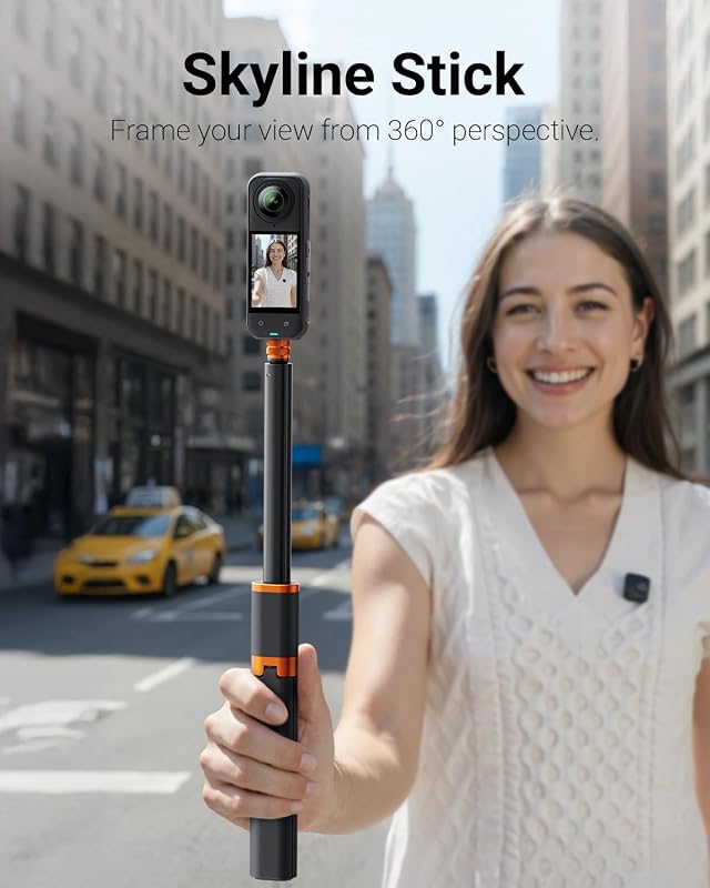 Trípode invisible para selfie de 48 pulgadas para Insta360 X4/GO 3/X3/ONE RS/ONE X2/ONE X/GO 2/ONE R/ONE - Barra de extensión para selfie con mango ajustable impermeable para cámara de acción