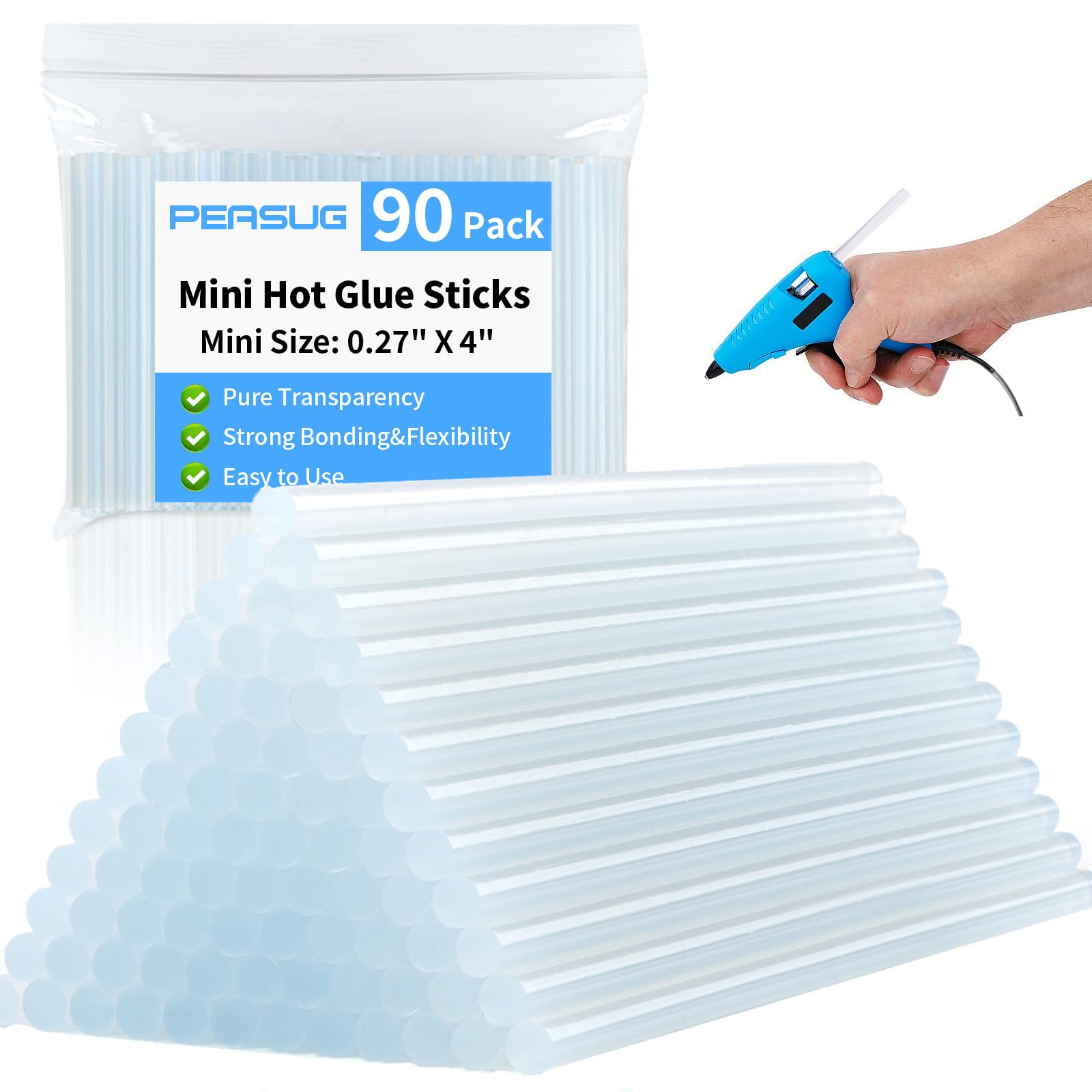 Photo 1 of 90 Pcs Mini Hot Glue Sticks, Clear Glue Gun Sticks for Metal, Wood, Glass DIY Art Craft & School Projects Craft, Bond (4" X 0.27")