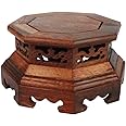 GOLDY&WENDY Chinese Wooden Rosewood Carving Base Home Living Room Study Craft Vase Pedestal Small