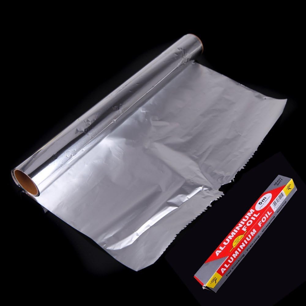 HOLLO 5M * 30CM Aluminum Foil Baking Barbecue Paper Oven BBQ Grill Tinfoil Silver High Temperature Resistant tinfoil paper aluminum foil barbecue aluminum foil