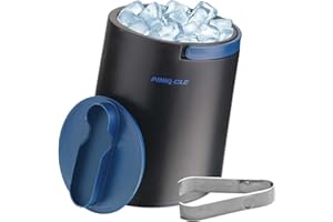 PINNACLE Insulated ice bucket for parties with Tong that fit into Lid - Stainless Steel ice bucket for cocktail bar with Coll