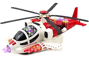 Toysery Bump and Go Helicopter Toys for Boys, Girls, Toddlers – Aircraft Toy Set with Lights & Realistic Sounds, Fun Toy Helicopter for Kids, Great All-Occasion Gifts, Red
