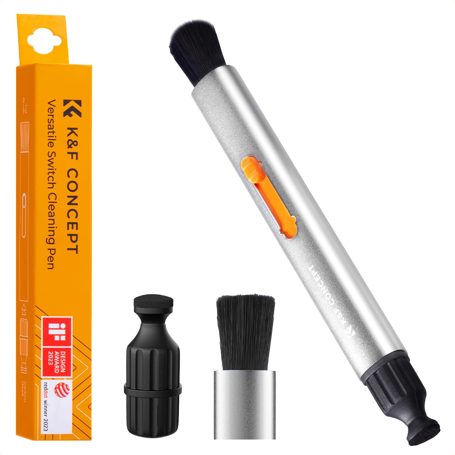 K&F CONCEPT 2-in-1 Multifunctional Lens Cleaning Pen, Replaceable Lens Pen with Brush & Carbon Head, Lens Cleaner Kit Compatible with Canon Nikon Pentax Sony DSLR Cameras Cleaning