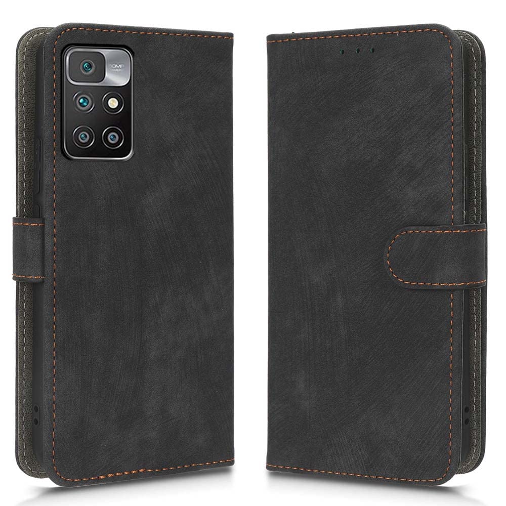 XINNI RFID Protective Phone Case for Xiaomi Redmi 10 2022, PU/TPU Flip Leather Shockproof Cover, Black — image 1