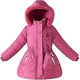 Tumaron Girls Fleece Winter Jacket Coat with Hooded for 4-10 Years Cute Sherpa Lined Clothes