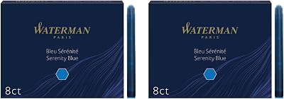 Waterman 2 X 8 Washable Blue Ink Cartridges In Carton Box