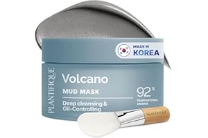 PLANTIFIQUE Korean Volcanic & Dead Sea Mud Mask - Face Mask with Charcoal, Hyaluronic Acid, Jojoba Oil & Shea Butter – Purifi