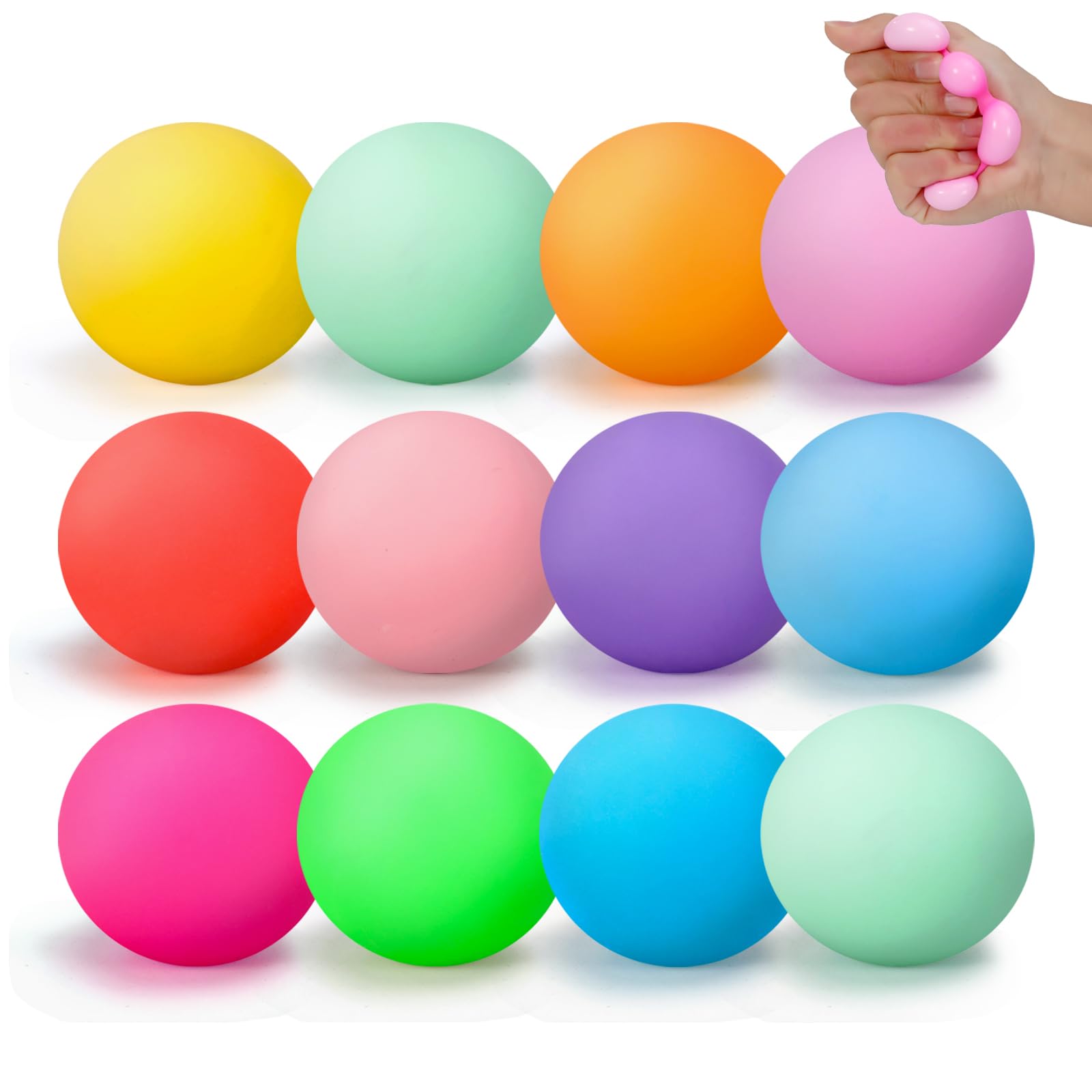 12 PCS Stress Balls for Adults and Kids, Fidget Toys Party Bag Fillers for Kids, Squeeze Balls Sensory Fidget Toy Soft Squishy Ball for Anxiety Stress Relief — image 1