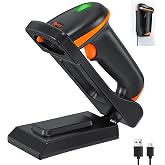 Tera Barcode Scanner with Folding Stand: 1D 2D QR Wireless Reader, D5100-CR | Charging Cradle, 2.4G Wireless, USB Wired, Wall Mountable, Adjustable Angle, IP54, Vibration Alert, Warehouse Retail School