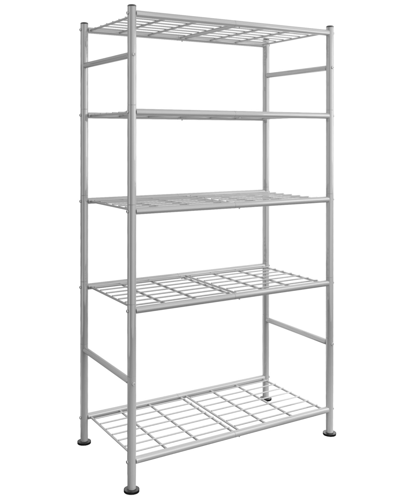 Sakugi Storage Shelves - 5 Tier Shelf Organizer, Heavy Duty Garage Shelving Unit with Leveling Feet, Stable Metal Shelves Organizer for Pantry, Kitchen and Closet, 33.0" W x 12.6" D x 72.0" H, Silver Image Sakugi Storage Shelves - 5 Tier Shelf Organizer, Heavy Duty Garage Shelving Unit with Leveling Feet, Stable Metal Shelves Organizer for Pantry, Kitchen and Closet, 33.0" W x 12.6" D x 72.0" H, Silver Image