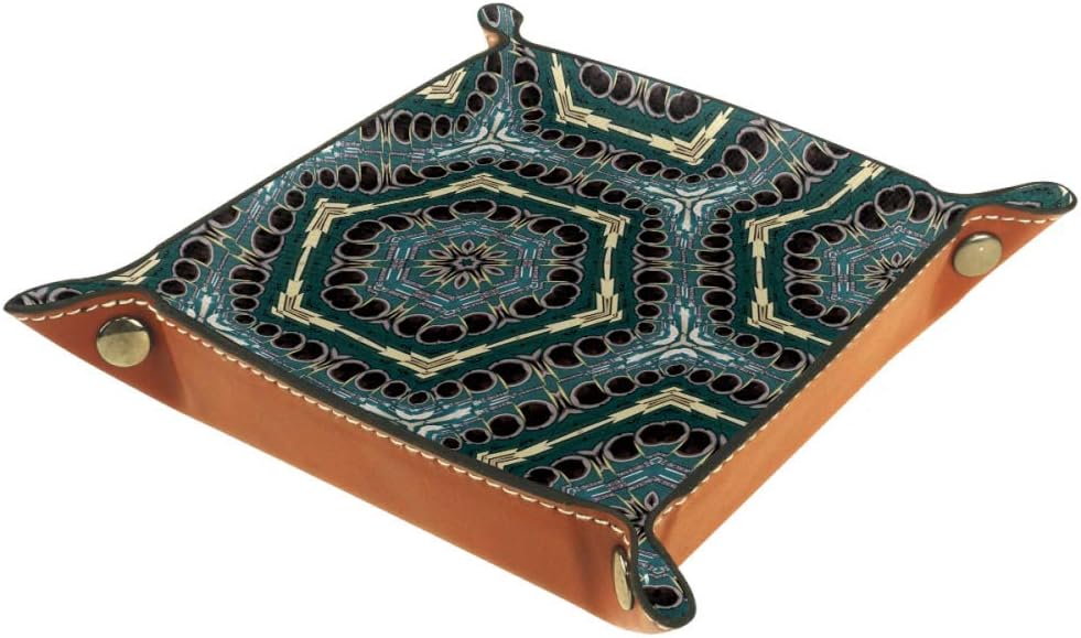 Amazon Com Dragon Sword Hexagon And Circle Wallpaper Leather Valet Tray Jewelry Tray Bedside Tray Desktop Storage Organizer For Coin Key Home Kitchen