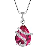 STARCHENIE Birthstone Necklace for Women 925 Sterling Silver Pear Cut Teardrop Pendant Necklace Jewelry Gift