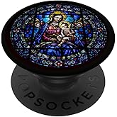 Blessed Virgin Mary and Jesus Stained Glass Design PopSockets Adhesive PopGrip