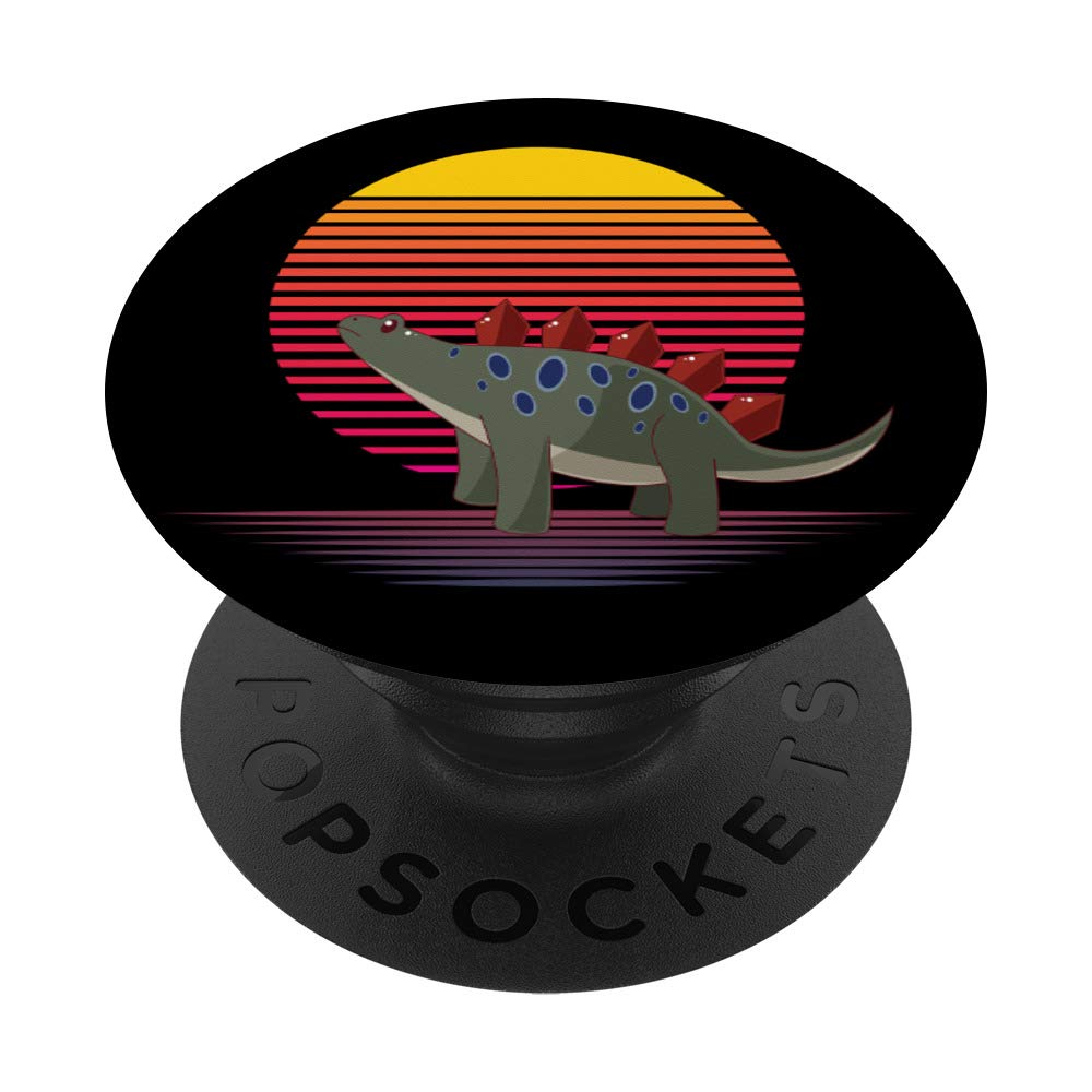 Stegosaurus 1980s-style Dino Sunset PopSockets PopGrip: Swappable Grip for Phones & Tablets