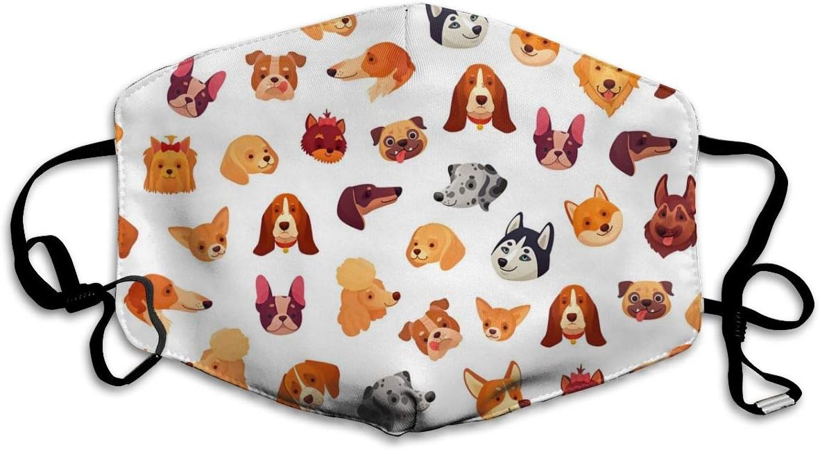 Shuwekk Mask Dogs Faces Funny Dog Face Puppy Pet Unisex Mouth Mask Adjustable Face Mouth Mask,Cotton Face Mask For Cycling Camping Travel