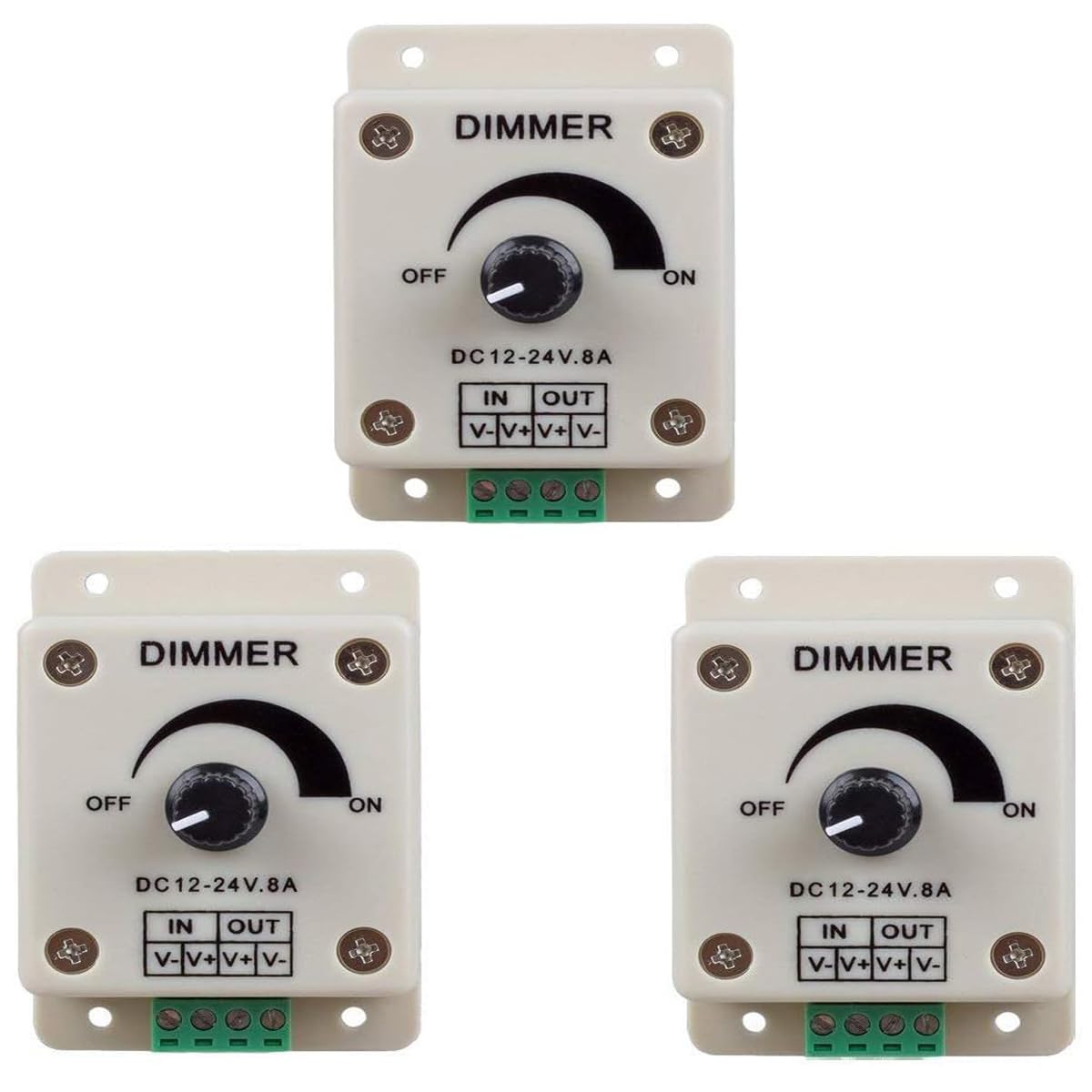 LED monochrome dimmer manual dimming controller 8A with DC 12-24V light strip LED controller 3PCS