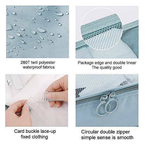 6 Set Large Packing Cube Travel Organizer Set(2017 New Design) Waterproof Mesh Durable Travel Luggage Packing(Shallow blue)