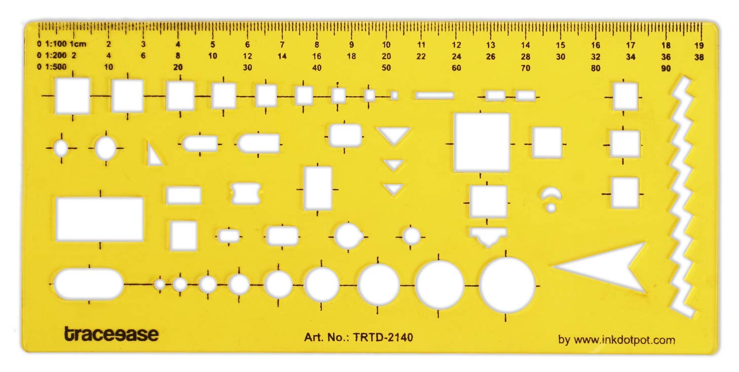 Traceease Geometric Combination Template for Triangle,Square-Rectangle and Circle Stencils Drafting Tool