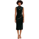 Donna Morgan Womens Sleek and Sophisticated Stretch Velvet Midi Event Occasion Party Date Night Out Guest of