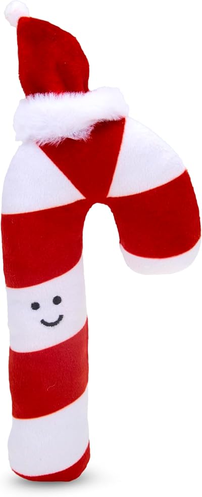 Petface Candy the Christmas Cane Plush Dog Toy with Built-In Squeaker