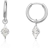 Limerencia Hypoallergenic Pure Titanium Post Lightweight Dangle Huggie Earrings for Women, Vertical Bar, Cross, Moon, Lightning, Dainty Earrings