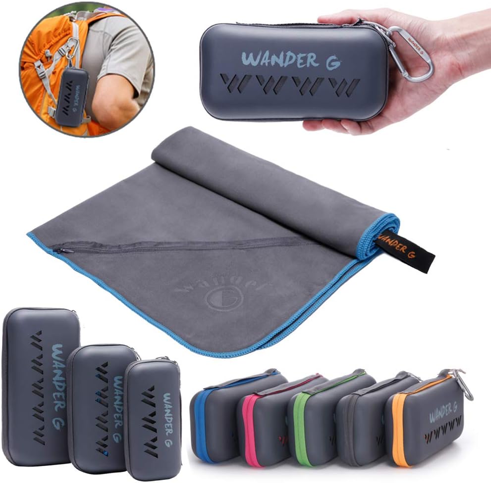 Wander G Microfiber Towel Fast Drying Camping Towel Ultra Soft Compact for Travel Beach Hiking Backpacking Yoga Gym Sports : Sports & Outdoors