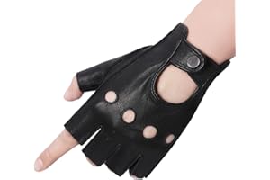Meetoget Driving Gloves for Men Deerskin Leather Fingerless Unlined Gloves CAM03