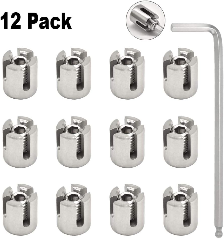 WELTEK (12Pack) 1/8" Stainless Steel Cross Cable Clamps Wire Rope