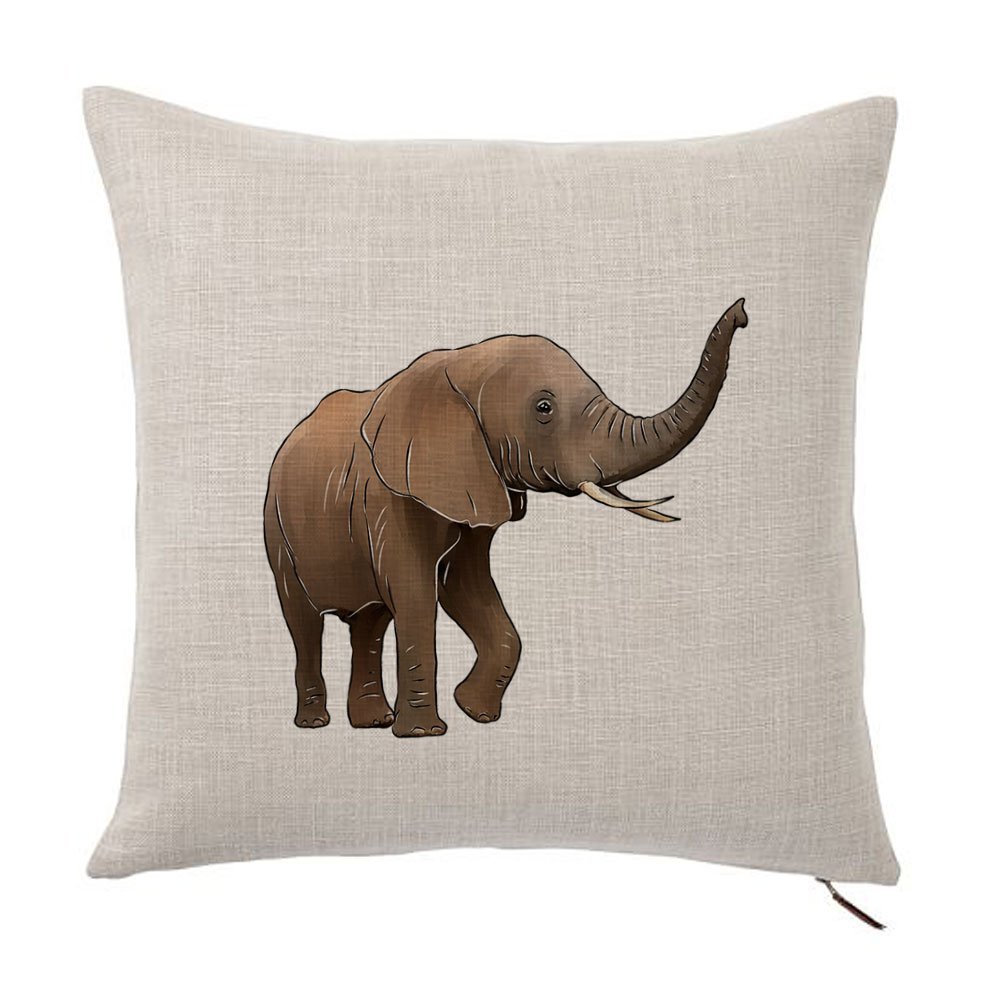 African Elephant Full Body Color Design Cotton Linen Square