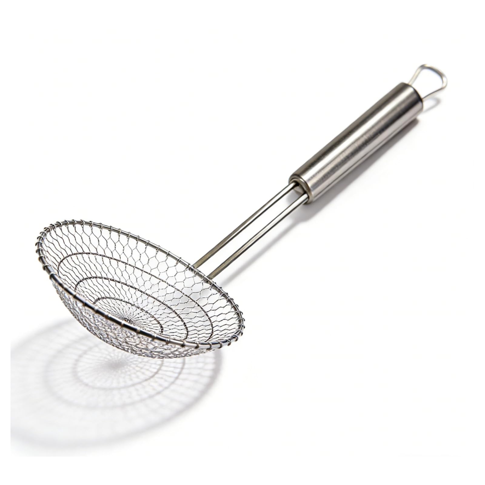 Kaixin Skimmer Spoon Fry Oil Mesh Strainer Spider Stainless Steel Asian Metal Large Fat Fish French Round Slotted Ladle Deep Wire Basket Fine Grease Stir For cooking With Long Handle Hot Pot-7 Inch